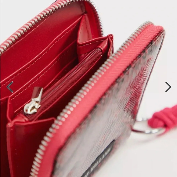 House Of Holland Red And Black Animal Snake Purse Zip Around Wallet NWT - Picture 4 of 9
